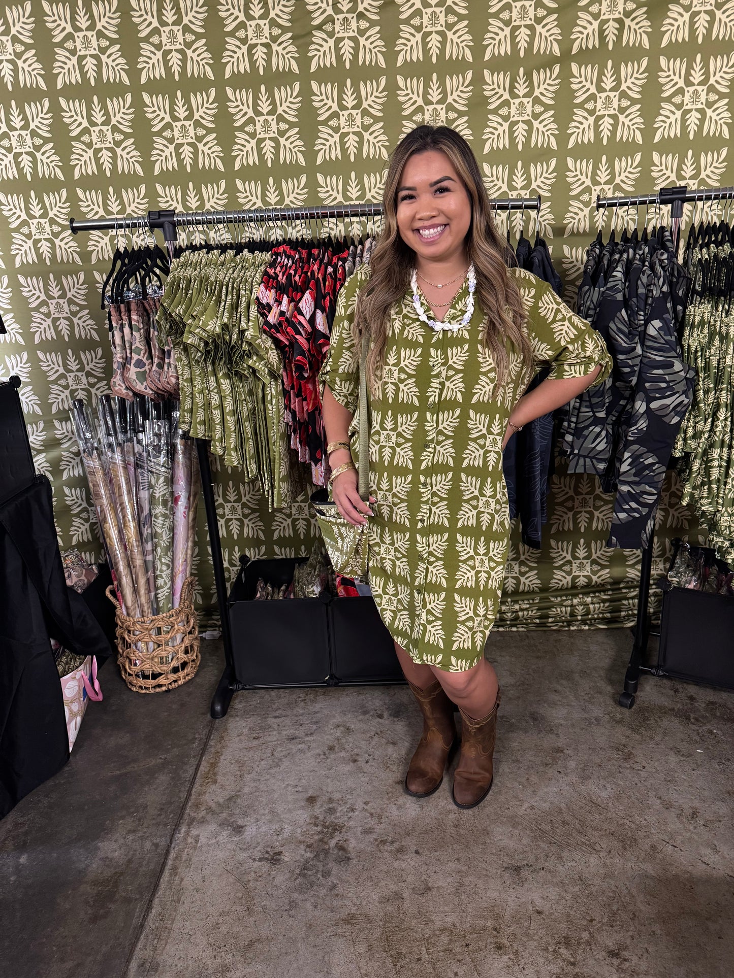 Marnztera Quilt Shirt Dress