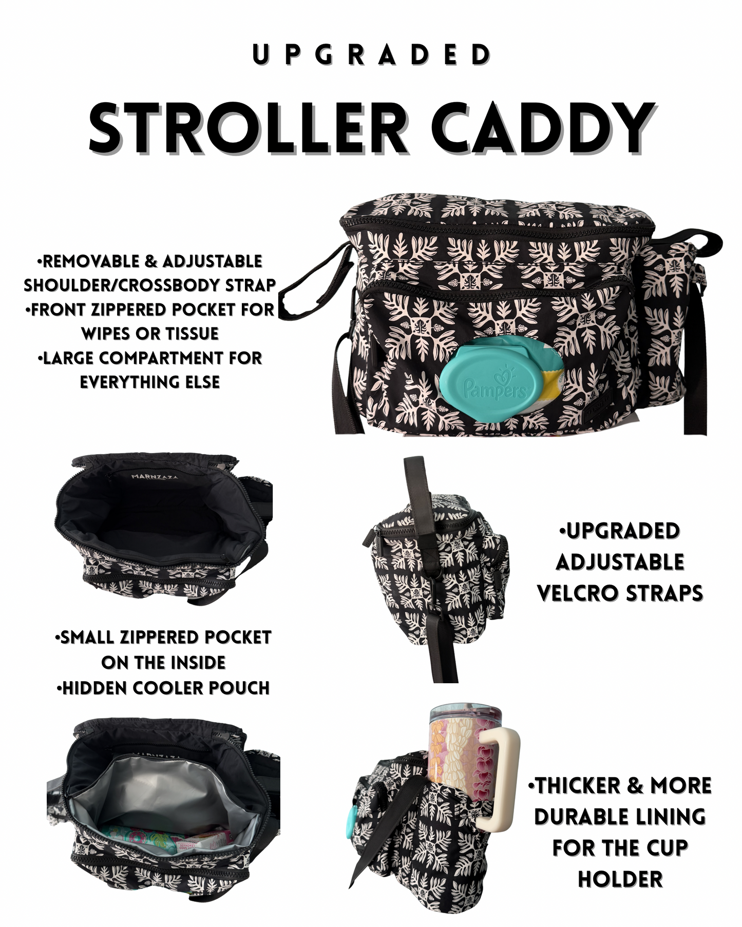 Black Quilt Stroller Caddy
