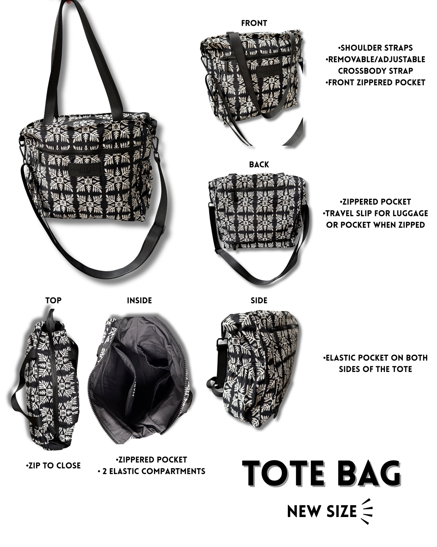 Black Quilt Tote Bag