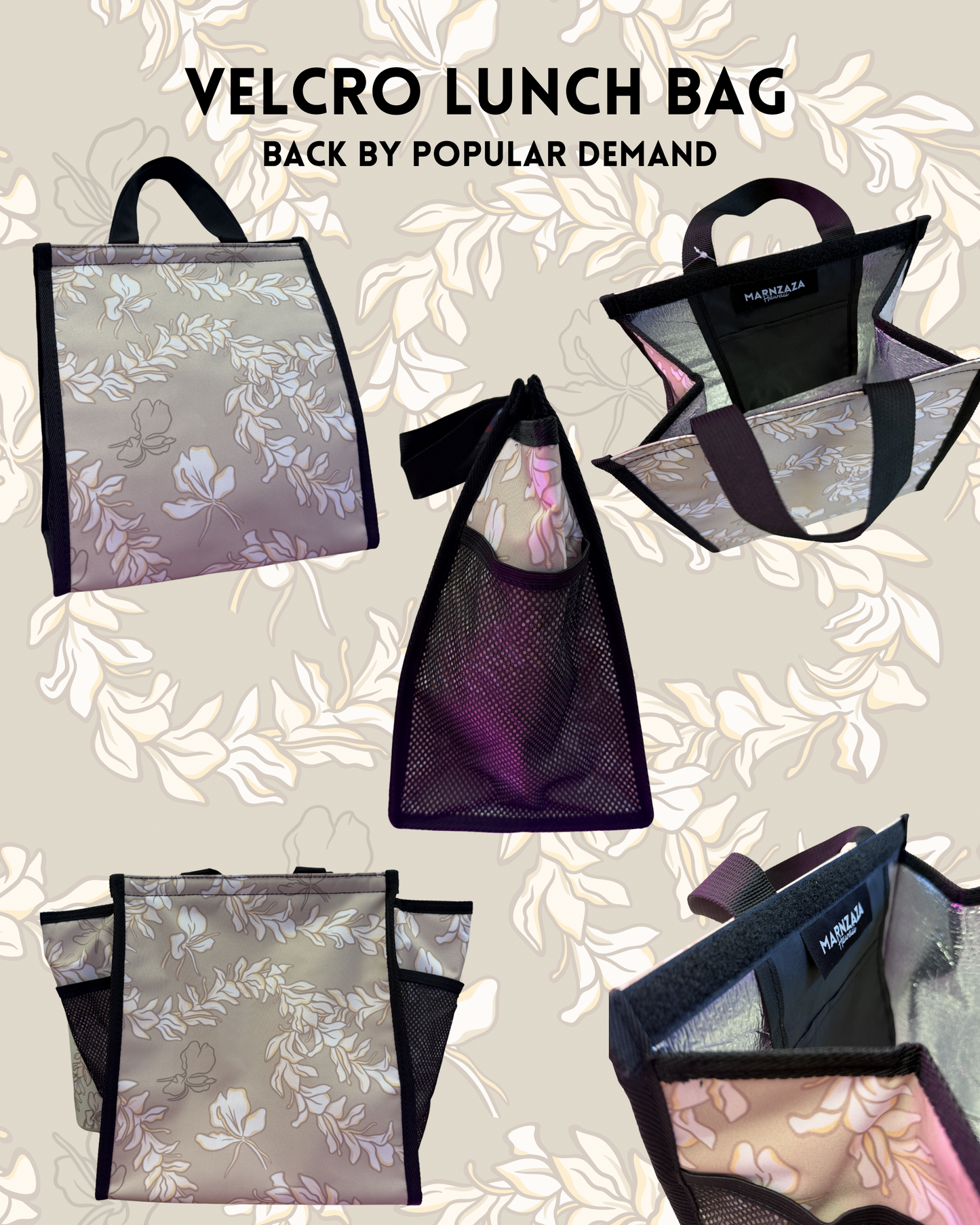 White GinZer Lei Lunch Bag