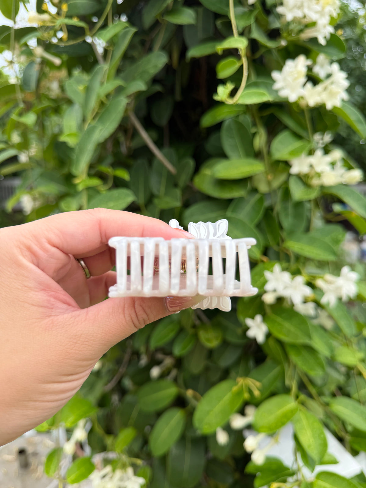 White Quilt Hair Clip