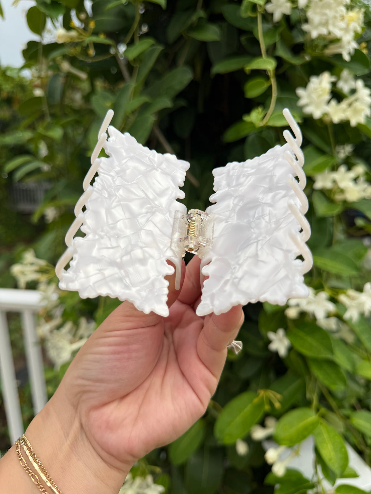 White Quilt Hair Clip