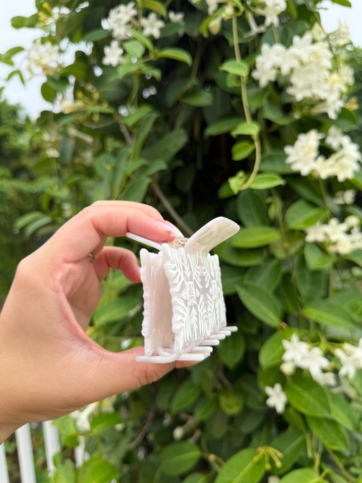 White Quilt Hair Clip