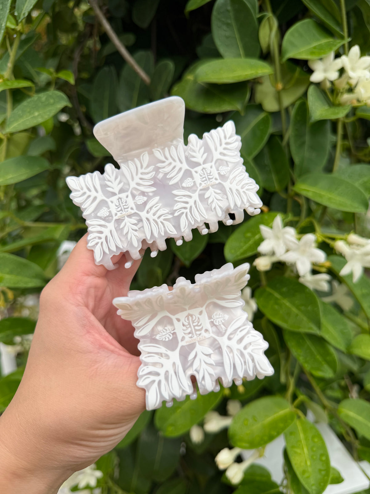 White Quilt Hair Clip