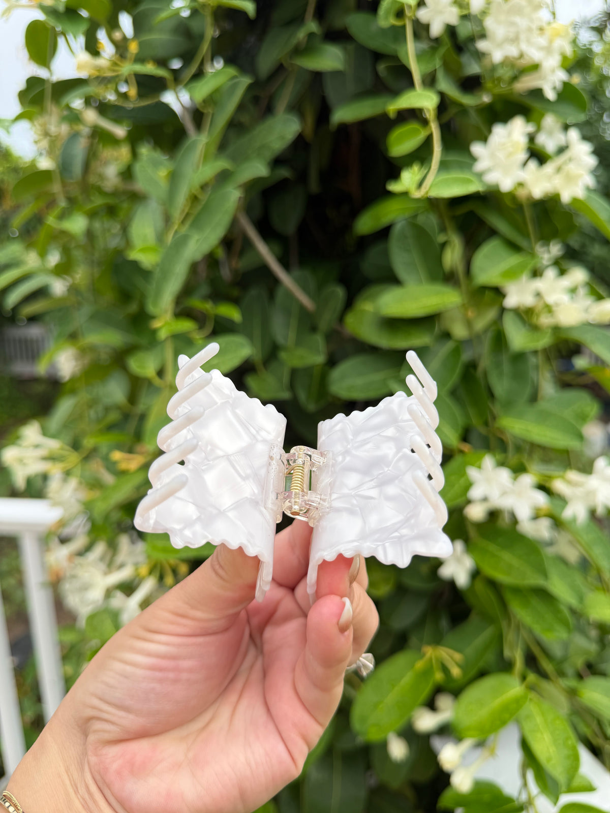 White Quilt Hair Clip