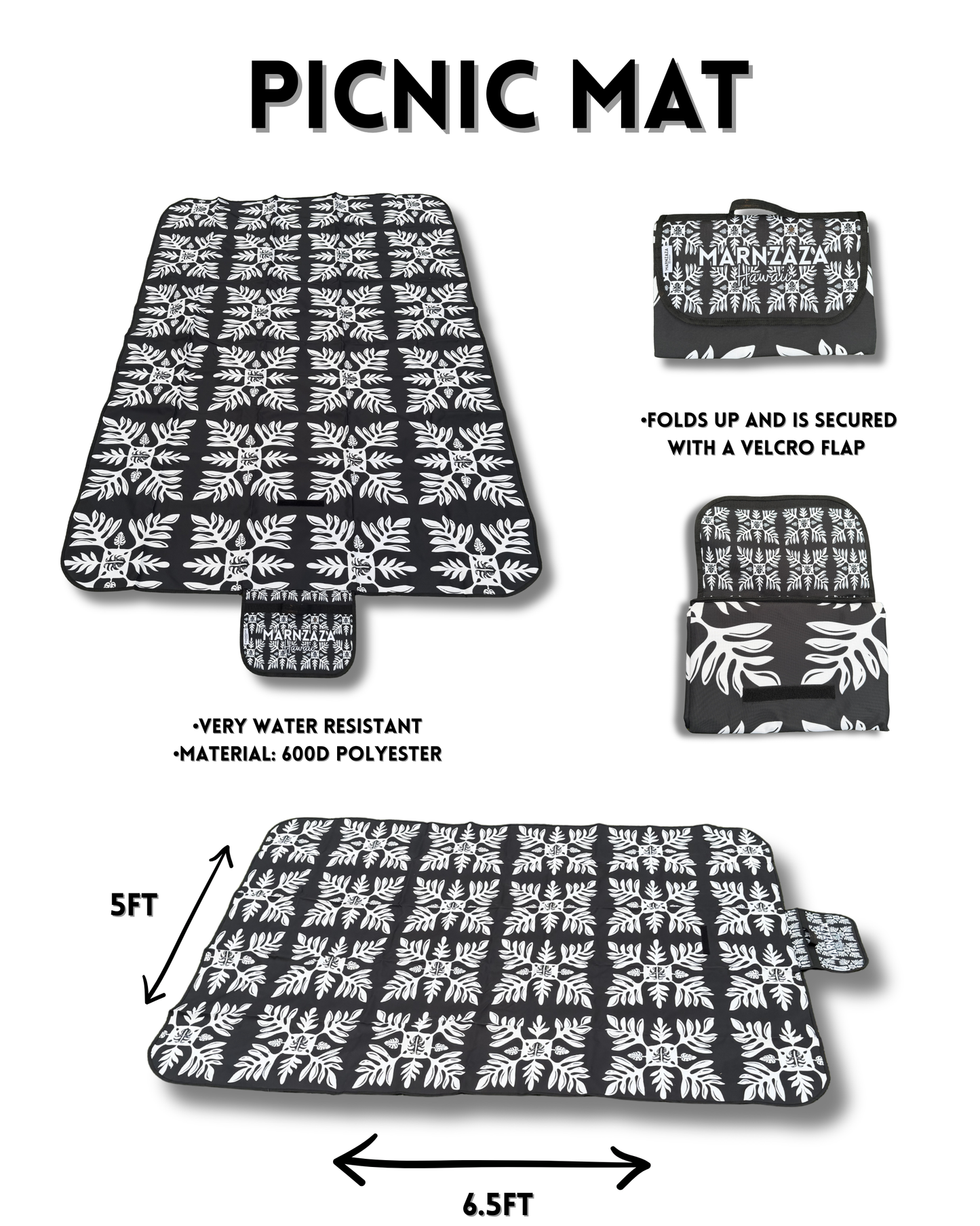Black Quilt Picnic Mat