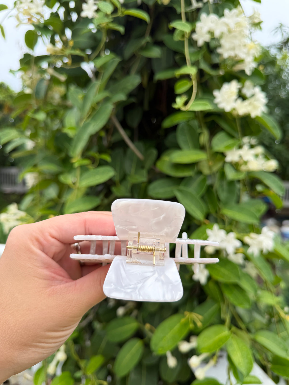 White Quilt Hair Clip