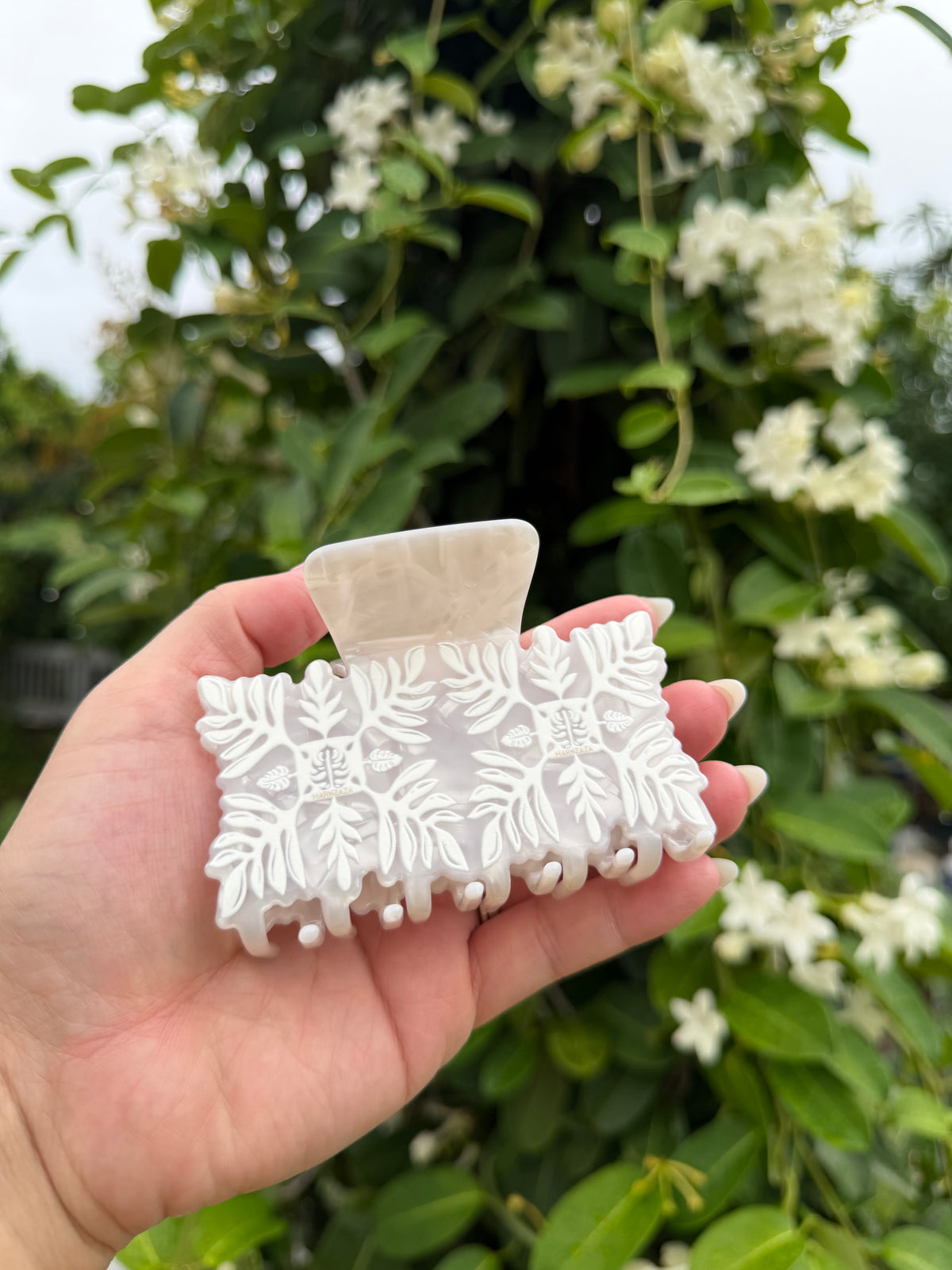White Quilt Hair Clip