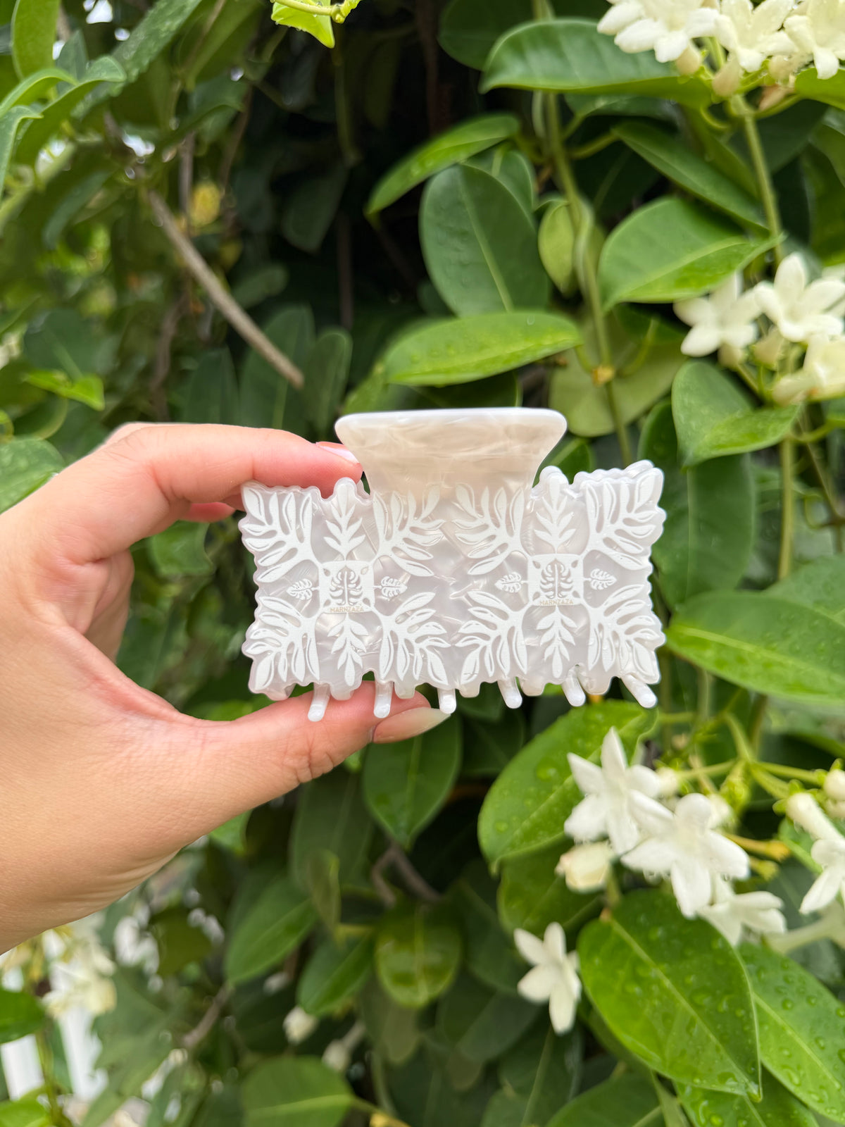 White Quilt Hair Clip