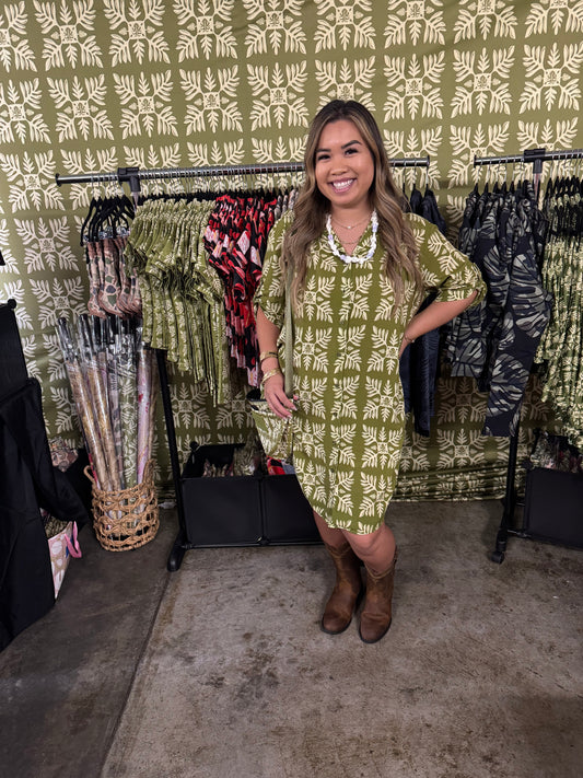 Marnztera Quilt Shirt Dress