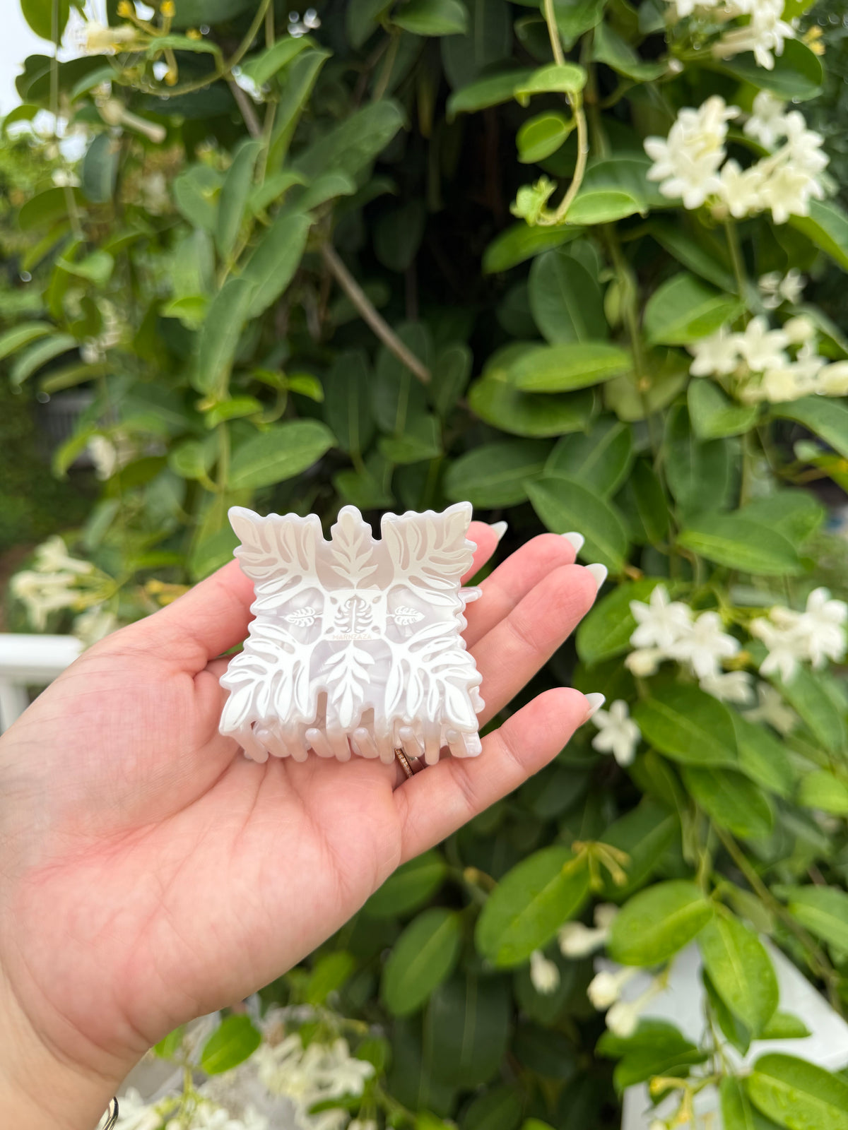 White Quilt Hair Clip