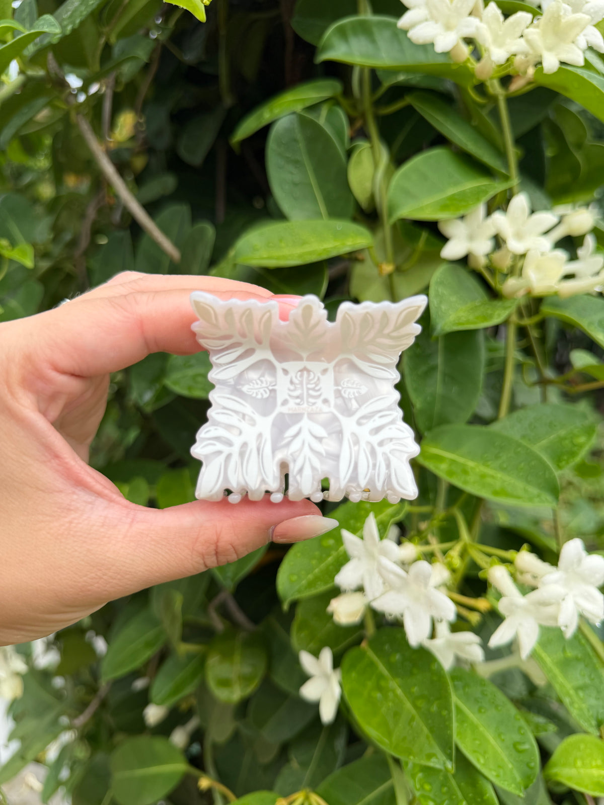 White Quilt Hair Clip