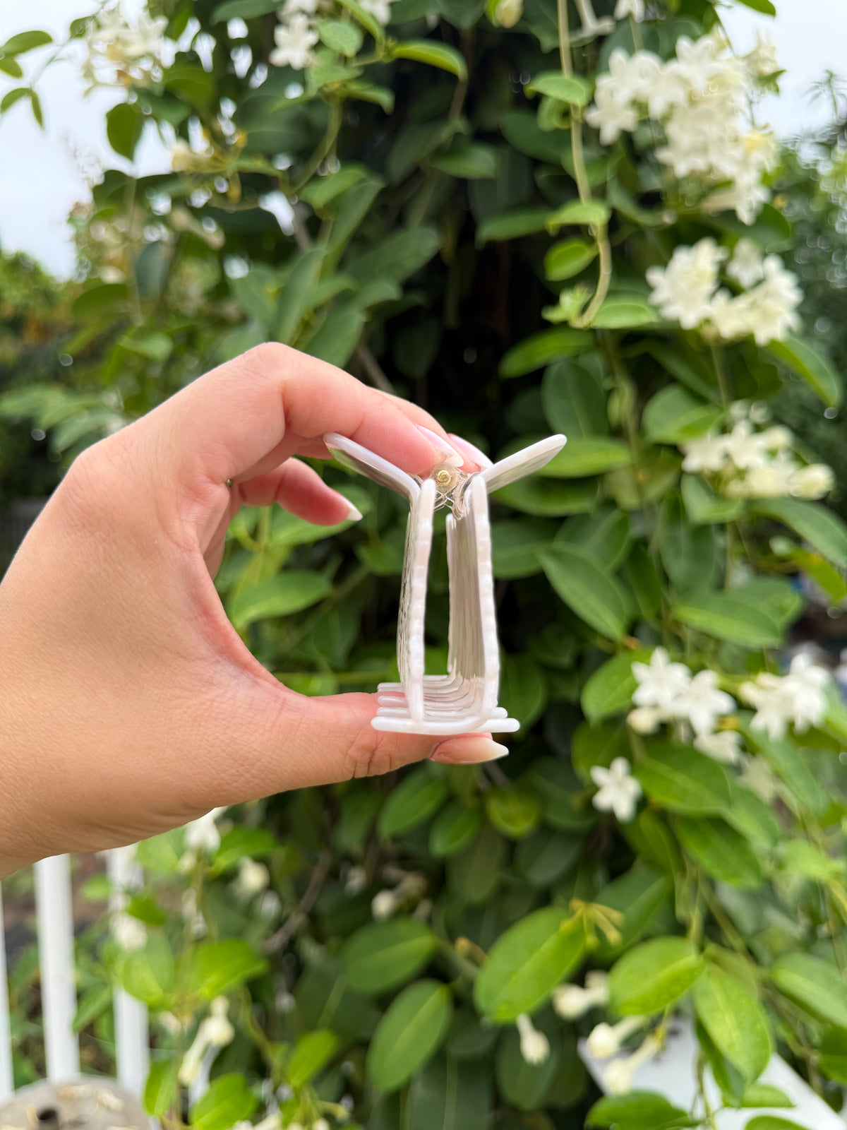 White Quilt Hair Clip