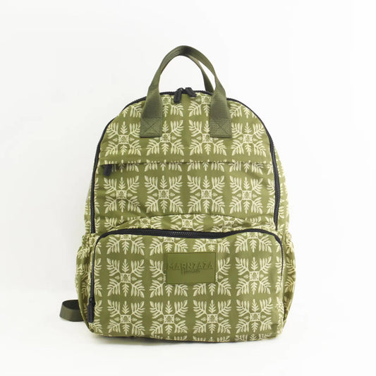 Green Marnztera Quilt Backpack